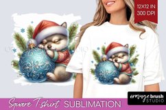 Christmas Animals Square Tshirt Background - Cute Christmas Product Image 1