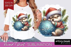 Christmas Animals Round Tshirt Background - Cute Christmas Product Image 1
