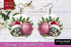 Christmas Animals Round Earrings - Cute Christmas PNG Product Image 1