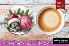 Christmas Animals Round Coaster - Cute Christmas Coaster PNG Product Image 1