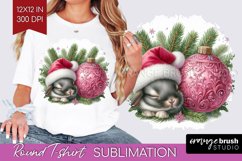 Christmas Animals Round Tshirt Background - Cute Christmas Product Image 1