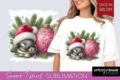 Christmas Animals Square Tshirt Background - Cute Christmas Product Image 1