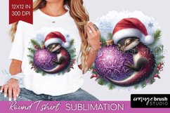 Christmas Animals Round Tshirt Background - Cute Christmas Product Image 1