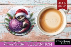 Christmas Animals Round Coaster - Cute Christmas Coaster PNG Product Image 1