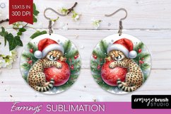 Christmas Animals Round Earrings - Cute Christmas PNG Product Image 1