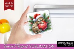 Christmas Animals Magnet Sublimation - Cute Christmas Square Product Image 1