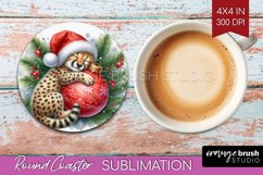 Christmas Animals Round Coaster - Cute Christmas Coaster PNG Product Image 1