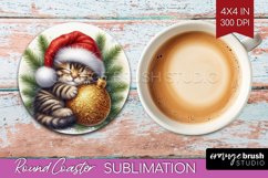 Christmas Animals Round Coaster - Cute Christmas Coaster PNG Product Image 1