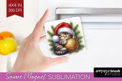 Christmas Animals Magnet Sublimation - Cute Christmas Square Product Image 1