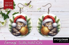 Christmas Animals Round Earrings - Cute Christmas PNG Product Image 1