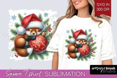 Christmas Animals Square Tshirt Background - Cute Christmas Product Image 1