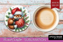 Christmas Animals Round Coaster - Cute Christmas Coaster PNG Product Image 1