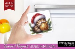 Christmas Animals Magnet Sublimation - Cute Christmas Square Product Image 1