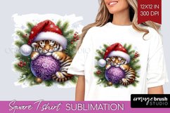 Christmas Animals Square Tshirt Background - Cute Christmas Product Image 1