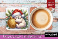 Christmas Animals Square Coaster - Cute Christmas Coaster Product Image 1