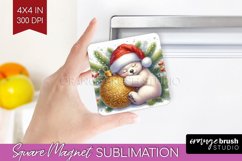 Christmas Animals Magnet Sublimation - Cute Christmas Square Product Image 1