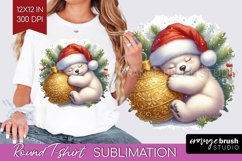 Christmas Animals Round Tshirt Background - Cute Christmas Product Image 1