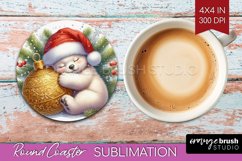 Christmas Animals Round Coaster - Cute Christmas Coaster PNG Product Image 1