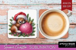Christmas Animals Square Coaster - Cute Christmas Coaster Product Image 1