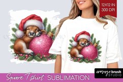Christmas Animals Square Tshirt Background - Cute Christmas Product Image 1