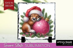 Christmas Animals Slate PNG - Cute Christmas Square Slate Product Image 1