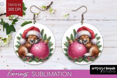 Christmas Animals Round Earrings - Cute Christmas PNG Product Image 1