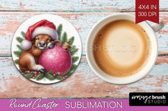 Christmas Animals Round Coaster - Cute Christmas Coaster PNG Product Image 1