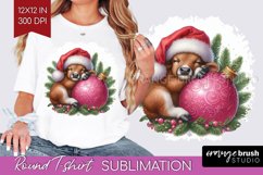Christmas Animals Round Tshirt Background - Cute Christmas Product Image 1