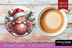 Christmas Animals Round Coaster - Cute Christmas Coaster PNG Product Image 1