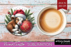 Christmas Animals Round Coaster - Cute Christmas Coaster PNG Product Image 1
