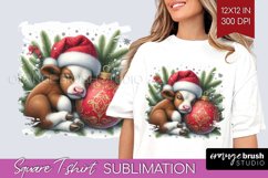 Christmas Animals Square Tshirt Background - Cute Christmas Product Image 1