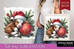 Christmas Animals Tote Bag - Cute Christmas Tote Bag PNG Product Image 1