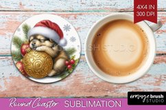 Christmas Animals Round Coaster - Cute Christmas Coaster PNG Product Image 1