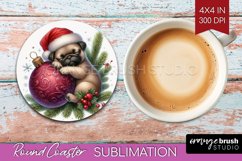 Christmas Animals Round Coaster - Cute Christmas Coaster PNG Product Image 1