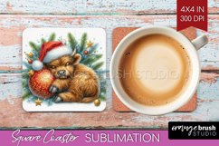 Christmas Animals Square Coaster - Cute Christmas Coaster Product Image 1