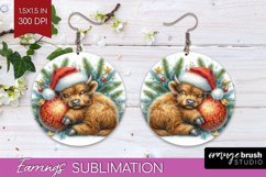 Christmas Animals Round Earrings - Cute Christmas PNG Product Image 1