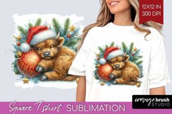Christmas Animals Square Tshirt Background - Cute Christmas Product Image 1