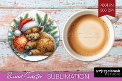 Christmas Animals Round Coaster - Cute Christmas Coaster PNG Product Image 1