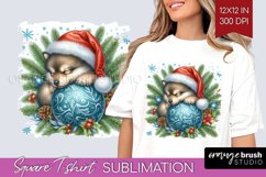 Christmas Animals Square Tshirt Background - Cute Christmas Product Image 1