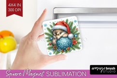 Christmas Animals Magnet Sublimation - Cute Christmas Square Product Image 1