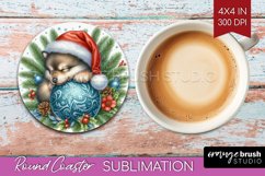 Christmas Animals Round Coaster - Cute Christmas Coaster PNG Product Image 1