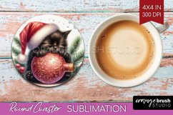 Christmas Animals Round Coaster - Cute Christmas Coaster PNG Product Image 1