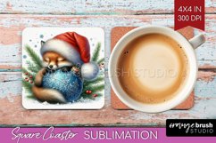 Christmas Animals Square Coaster - Cute Christmas Coaster Product Image 1