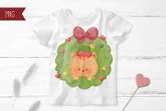 Christmas wreath watercolor and cozy winter animal kawaii Product Image 5