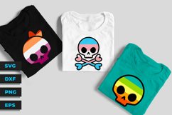 5 color cartoon LGBT skull - Halloween - SVG Product Image 1