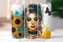 Floral Girl Tumbler Sublimation Design | 20oz Skinny Tumbler Product Image 1