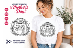 Happy Mothers Day Family Wreath SVG Design Product Image 1