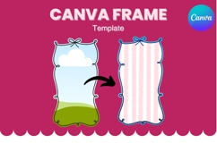 Coquette Bow Canva Frame Wavy Hand-Drawn Ribbon Border_5 Product Image 1