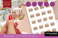 Christmas City Round Sticker - Cozy Christmas Printable Product Image 1