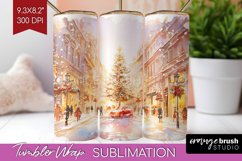 Christmas City Tumbler Wrap - Cozy Christmas Tumbler PNG Product Image 1